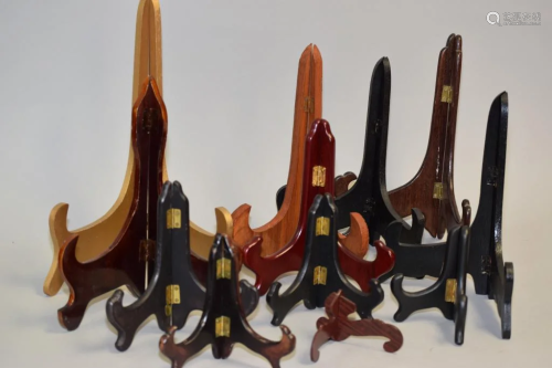 Group of Chinese Wood Carved Plate Holders
