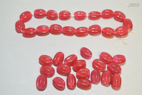 Group of Chinese Pink Peking Glass Beads