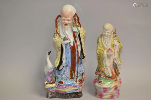 Two 19-20th C. Chinese Porcelain Famille Rose Shoulao