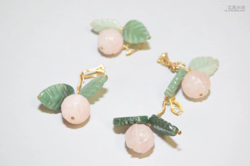 Four Chinese Jade Carved Earrings