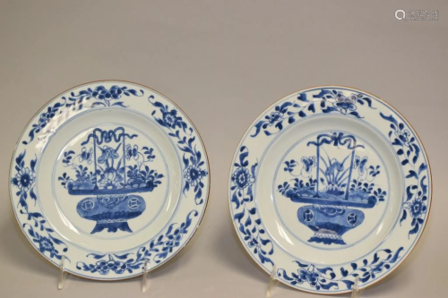 Pr. of 18-19th C. Chinese Porcelain B&W Plates