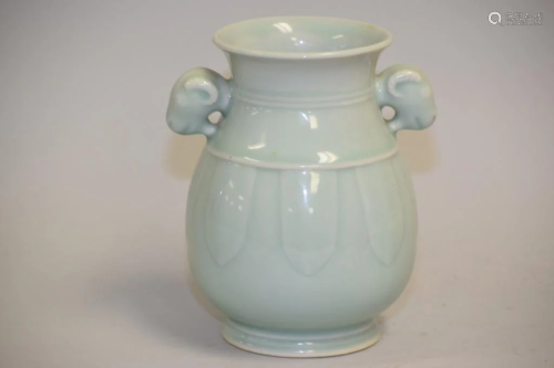 19-20th C. Chinese Porcelain Pea Glaze Zun Vase