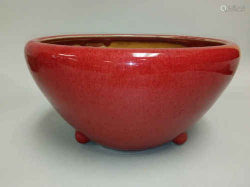 19th C. Chinese Porcelain Red Glaze Censer