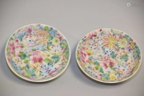 Pr. of 19-20th C. Chinese Porcelain Famille Rose Plates
