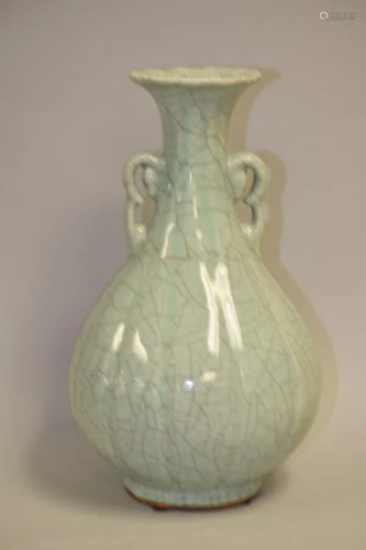 19-20th C. Chinese Porcelain Faux Ru Glaze Vase