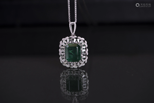 16.16CT EMERALD & 1.83 CTW DIAMOND PENDANT, WITH