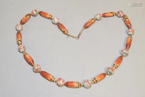 Chinese Porcelain Bead Necklace