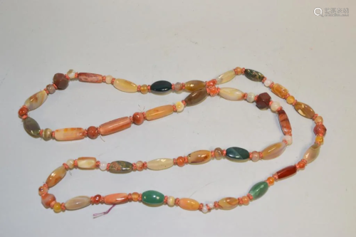 Chinese Agate Carved Bead Necklace