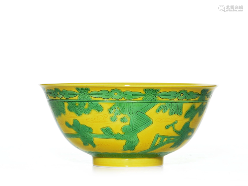 A Fine Chinese Imperial-Style Yellow and Green Enamel