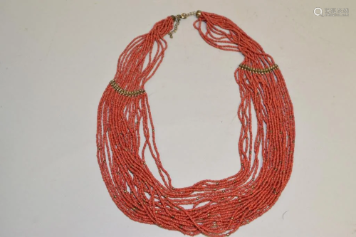 Chinese Natural Red Coral Bead Necklace
