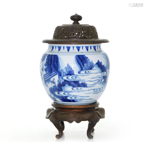A Rare Chinese Blue and White Porcelain Jar