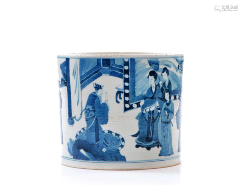 A Fine Chinese Blue and White Brush Pot