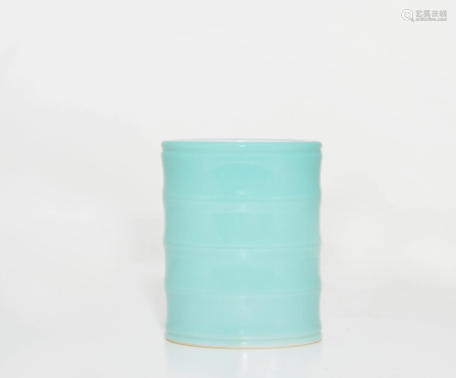 A Rare Turquoise-Enamel Brush Pot