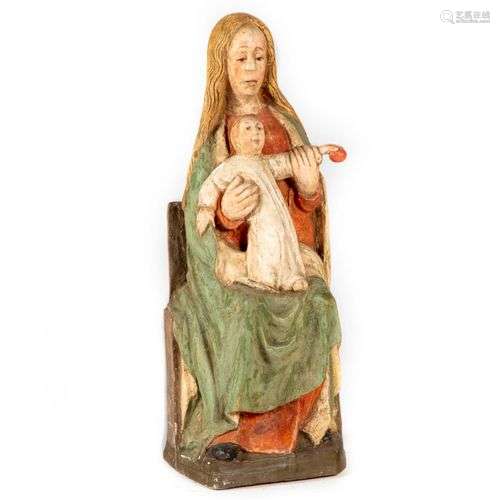 Vierge à l'enfant en bois polychrome XIXe siècle H. : 75 cm ...