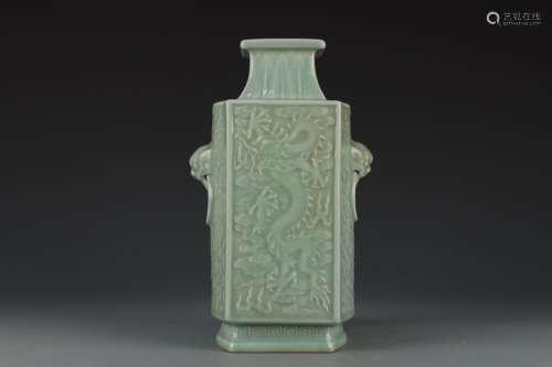 chinese celadon glazed porcelain square vase
