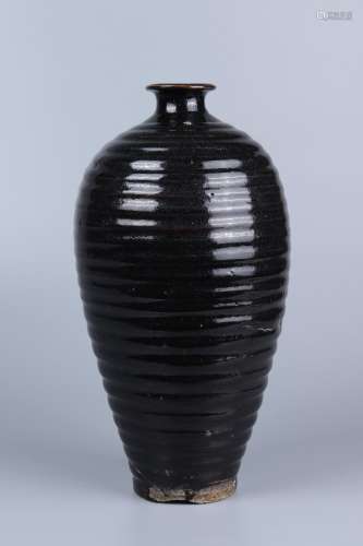 chinese black glazed porcelain meiping