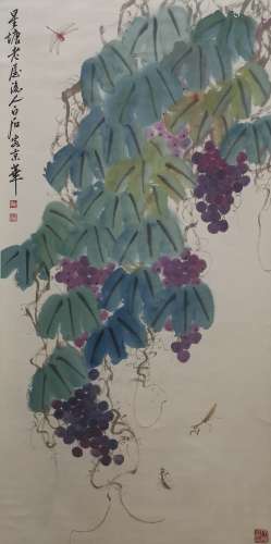 chinese qi baishi's grape painting