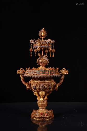 chinese gilt silver incense burner