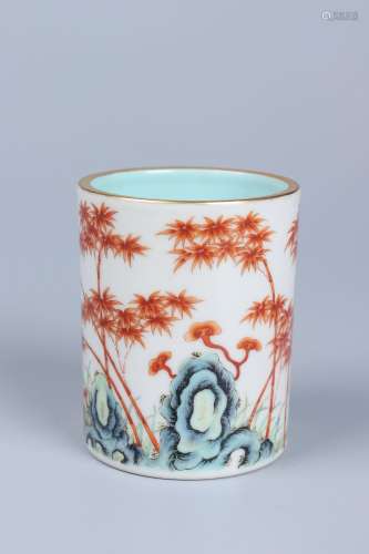 chinese famille rose porcelain brush pot