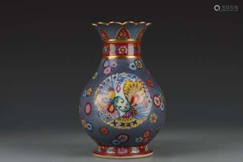 chinese blue-ground porcelain foliate-form vase