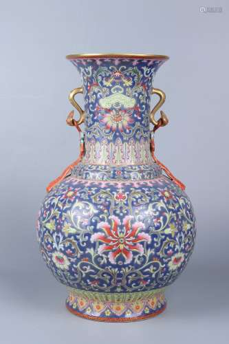 chinese blue-ground porcelain ruyi vase