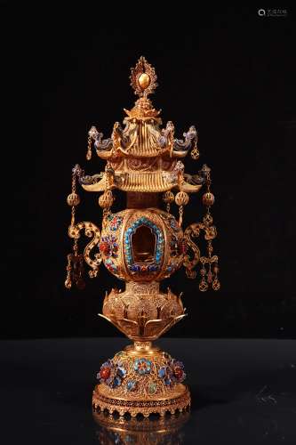 chinese gilt silver relic dagopa