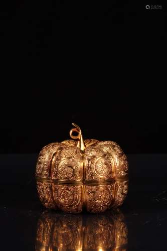 chinese gilt bronze pumpkin-shaped box