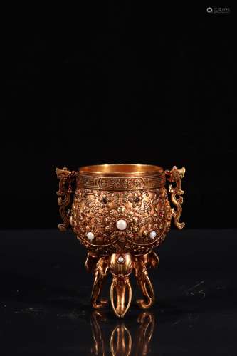 chinese gilt bronze cup