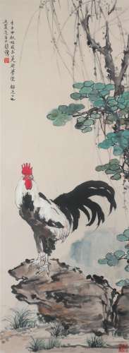 chinese xu beihong's rooster painting