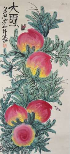 chinese qi baishi's peach painting