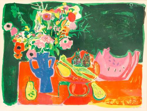 Roger BEZOMBES (1913-1994)Nature morte aux fruitsLithographi...