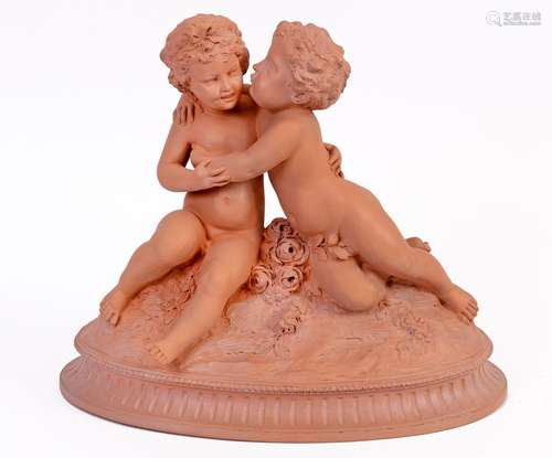 Joseph D’ASTE (1881-1945)Deux putti aux fleursGroupe en terr...