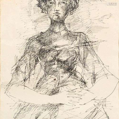 René PORTOCARRERO (1912-1986)Portrait de Micheline, 1955Encr...