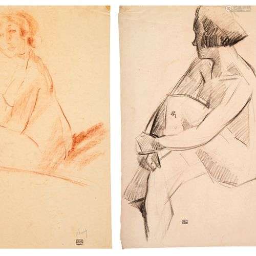 Willem PAERELS (1878-1962)Nus assisEnsemble de deux dessins ...