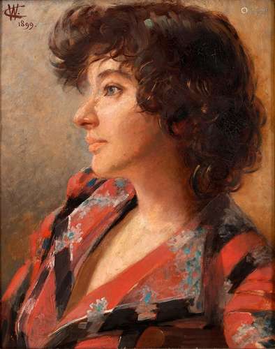 Attribué à Charles Joseph WATELETProfil de femme, 1899Huile ...