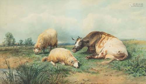 Thomas Sidney COOPER (1803-1902)Vache et mouton, 1868Aquarel...