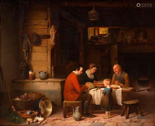 Charles VENNEMAN (1802-1875)Le repas des paysans, 1843Huile ...