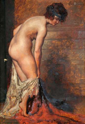 Emile BAES (1879-1954)Femme nue au drapéHuile sur toileSigné...