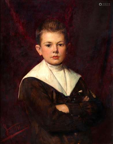 Léon HERBO (1850-1907)Portrait d’un jeune garçon, 1889Huile ...