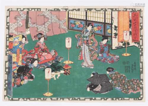 Utagawa Kunisada (1786-1856) Deux représentations de la séri...