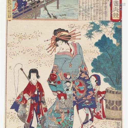 Yōshū Chikanobu (1838-1912) La dame de l'enfer, gravure sur ...