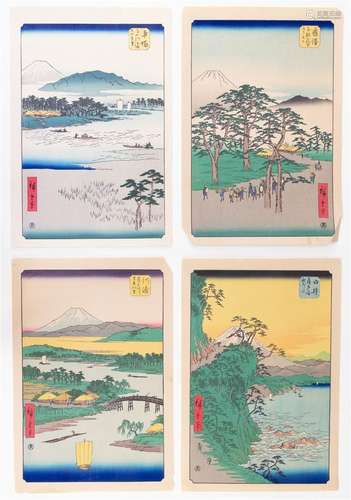 Utagawa Hiroshige (1797-1858) Acht kleuren houtsnedes uit de...