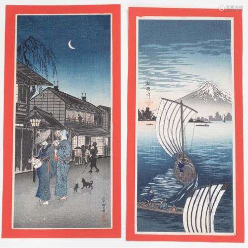 D'après Takahashi Shōtei (1797-1858), Nagareyama et soirée à...