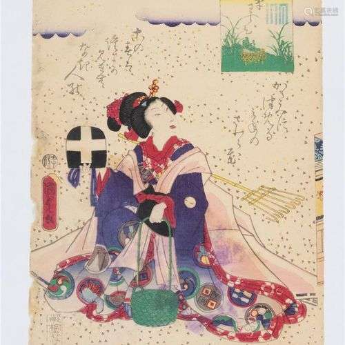 Utagawa Kunisada (1786-1856) The safflower (Suetsumuhana), k...