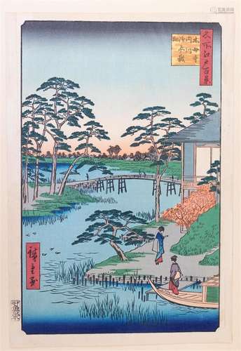 Utagawa Hiroshige (1797-1858) Mokubo tempel bij de Uchi rivi...