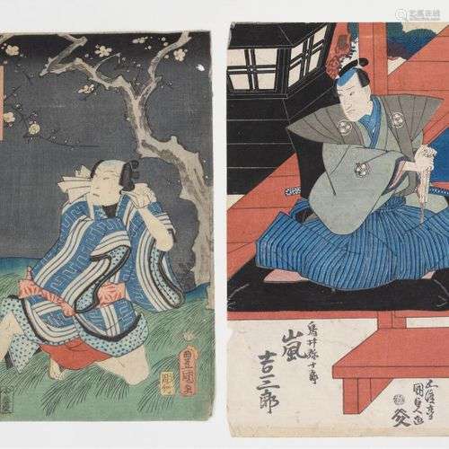 Utagawa Kunisada (1786-1856) Deux gravures sur bois en coule...