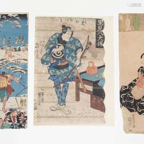 Trois gravures sur bois en couleur : Utagawa Hiroshige (1797...