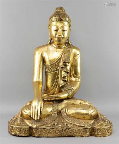 Statue de Bouddha, Asie du Sud-Est, Bhumisparsa mudra, bois ...