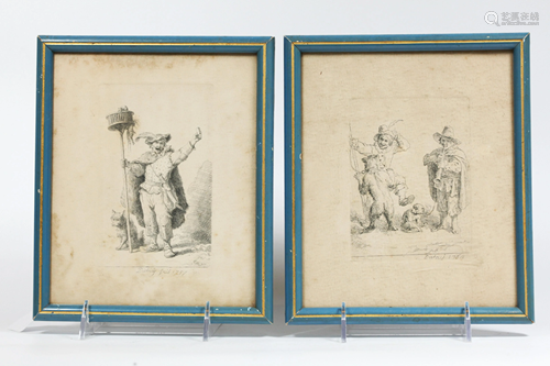 Christian Dietrich; 2 Etchings; Framed