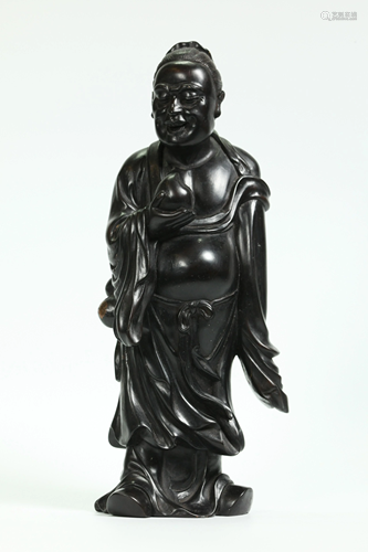 Chinese Black Hard Wood Carving Immortal & Peach